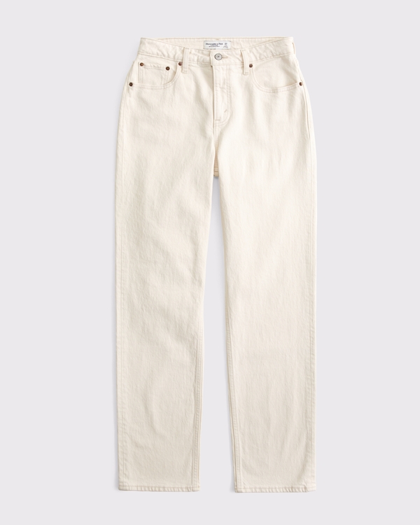 Curve Love High Rise 90s Straight Jean, Ecru view 1