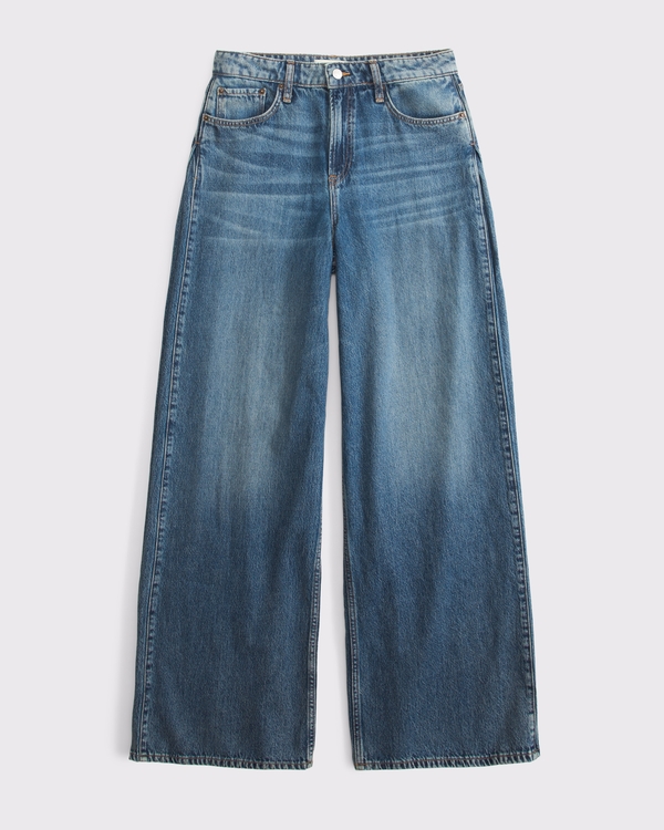 High Rise Wide Leg Pleated Jean, Dark Wash view 1