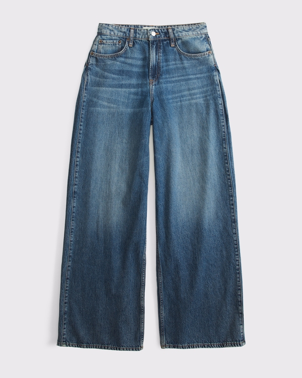 Curve Love Pleated High Rise Wide Leg Jean, Dark Wash view 1