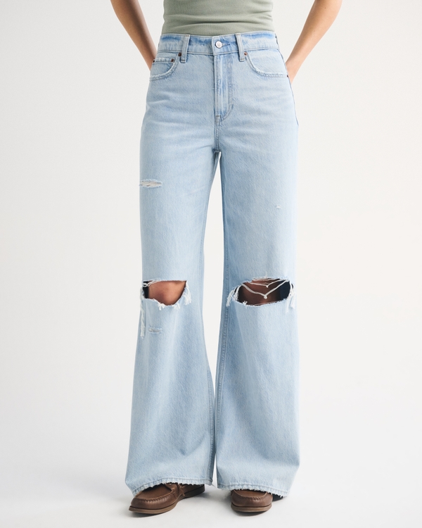 High Rise Wide Leg Jean, Light Destroy view 2