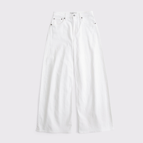 Женские джинсы Abercrombie & Fitch Linen-Blend Curve Love High Rise Ultra Wide Leg Jean