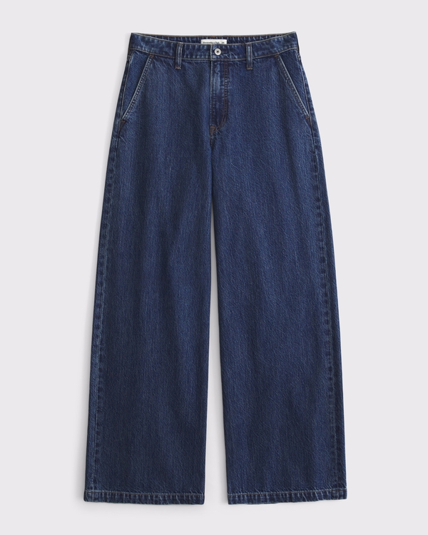High Rise Wide Leg Jean, Dark Trouser Pocket view 1
