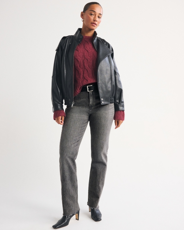 Curve Love High Rise 90s Straight Jean, Washed Gray view 1
