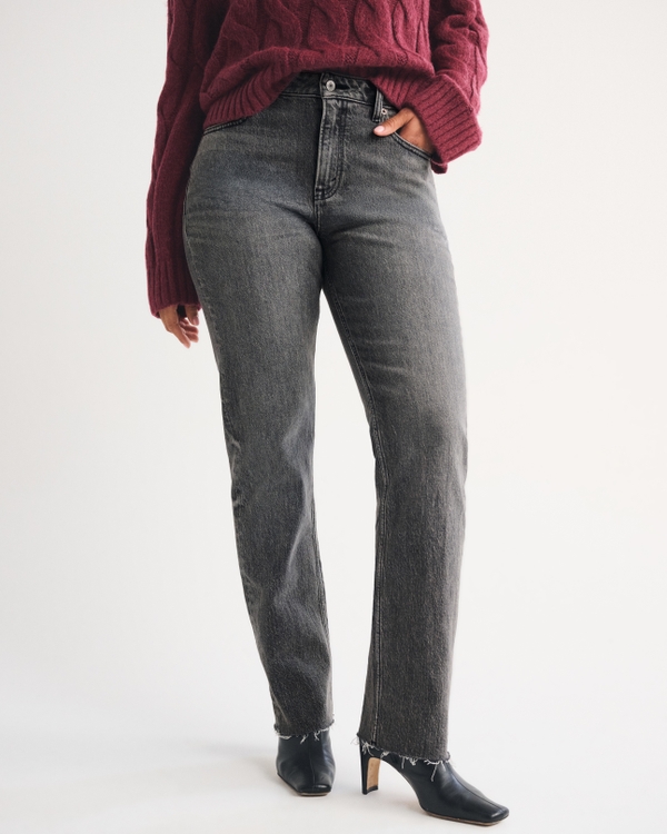 Curve Love High Rise 90s Straight Jean, Washed Gray view 2