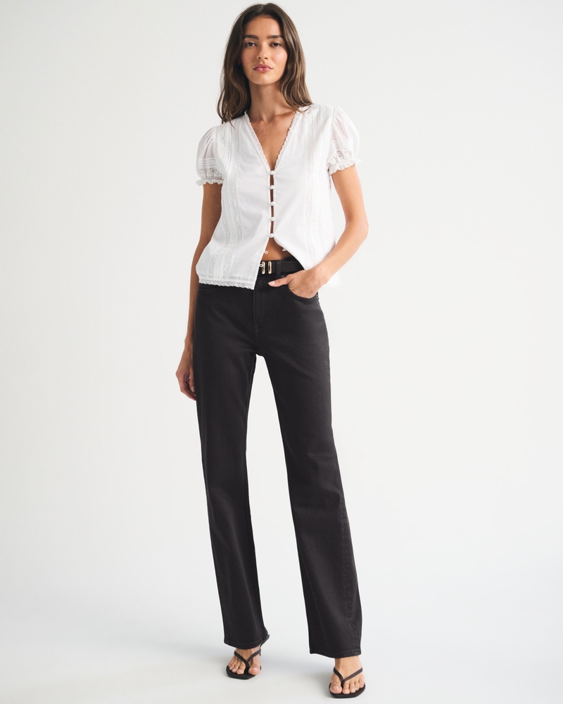 High Rise 90s Relaxed Jean - dark brown coated by Abercrombie & Fitch