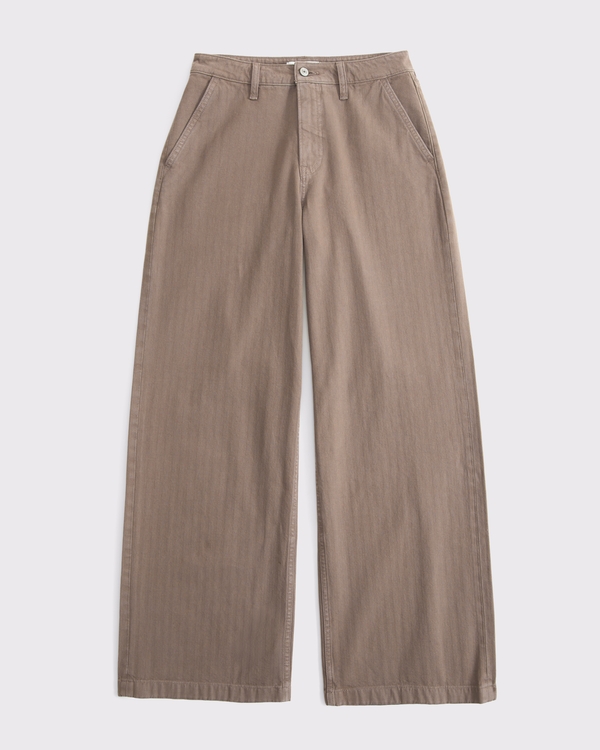 Curve Love High Rise Wide Leg Trouser Jean, Light Brown view 1