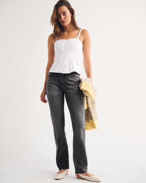 High Rise 90s Straight Jean, Washed Gray view 1