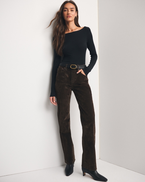 High Rise 90s Relaxed Jean, Brown Velvet view 1
