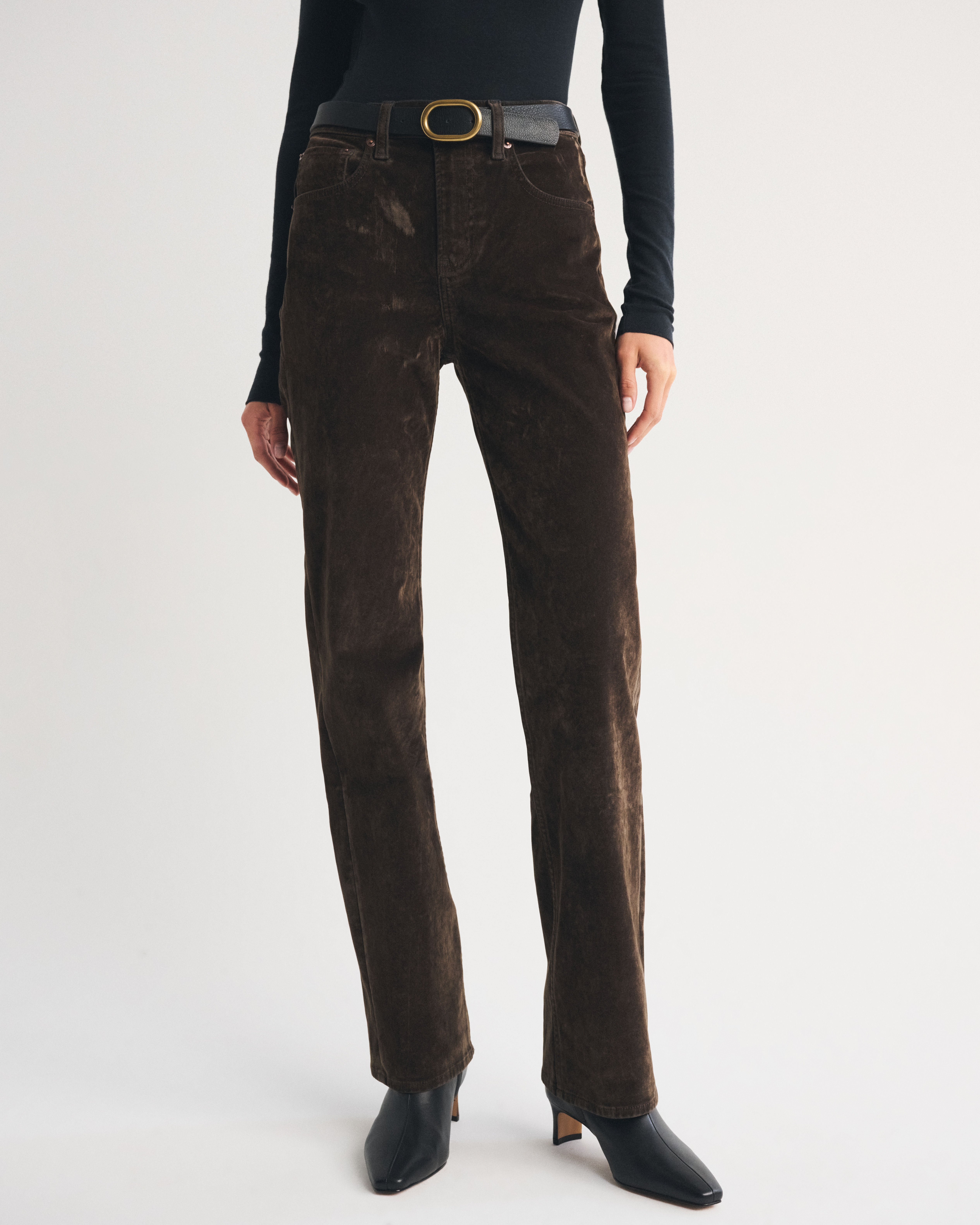 Женские джинсы Abercrombie & Fitch High Rise 90s Relaxed Frayed Hem Jean, цвет: Коричневый бархатный — фото 3