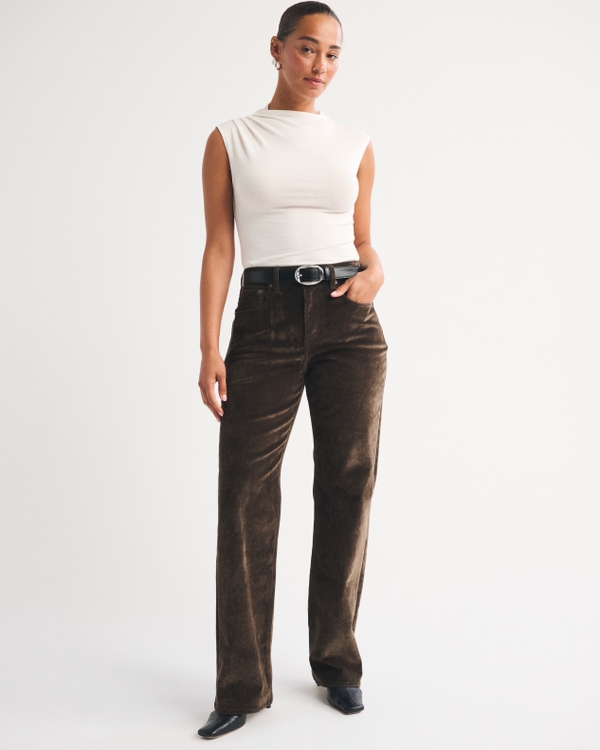 Curve Love High Rise 90s Relaxed Jean, Brown Velvet view 1