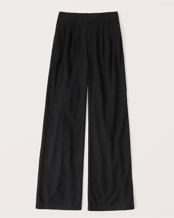 Women's Tailored Linen-Blend Wide Leg Pants | Women's Bottoms ...