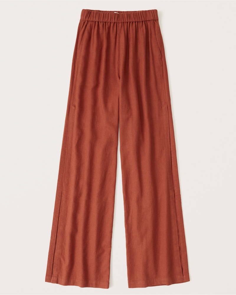 Wide Leg Linen-Blend Pants