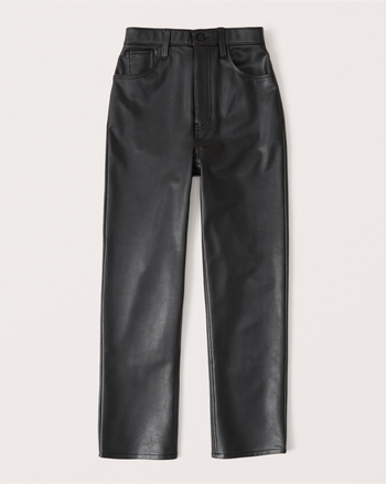 Women's Vegan Leather Ankle Straight Pants | Women's Clearance ...