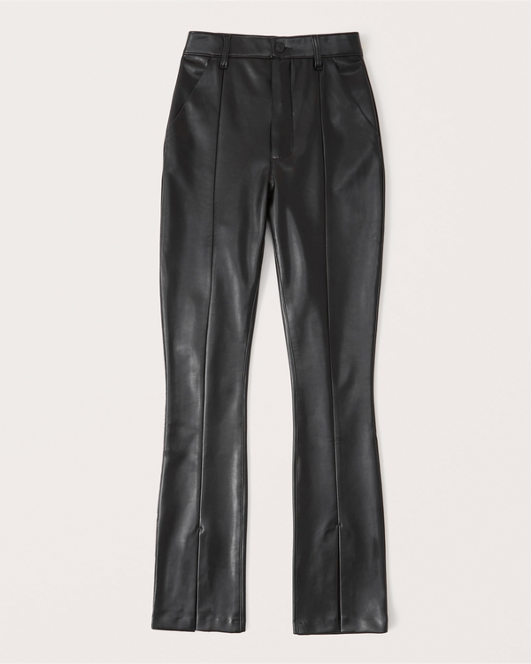 Women's Curve Love Vegan Leather Split-Hem Pants | Women's Bottoms | Abercrombie.com
