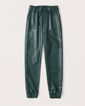 leather joggers brown