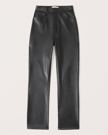 Women's Vegan Leather 90s Straight Pants | Women's Bottoms ...