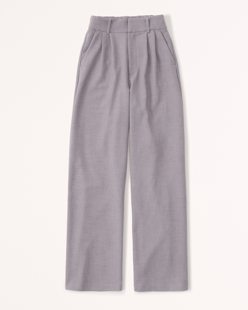 Abercrombie & Fitch Women's Tailored Wide Leg Pants in Grey - Size XXL