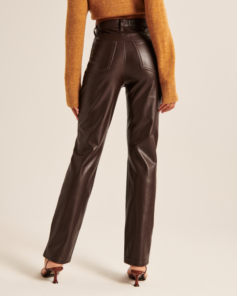 Brown Leather Zipper Pant