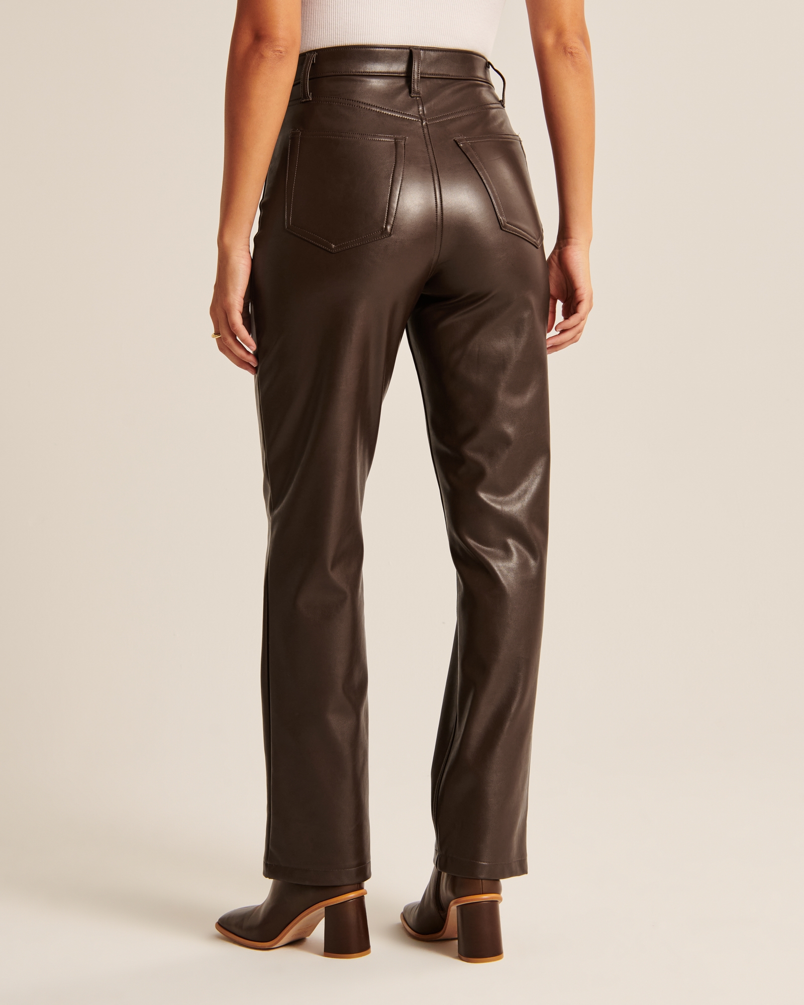 Women's Vegan Leather 90s Straight Pant in Black | Size 35R | Abercrombie & Fitch