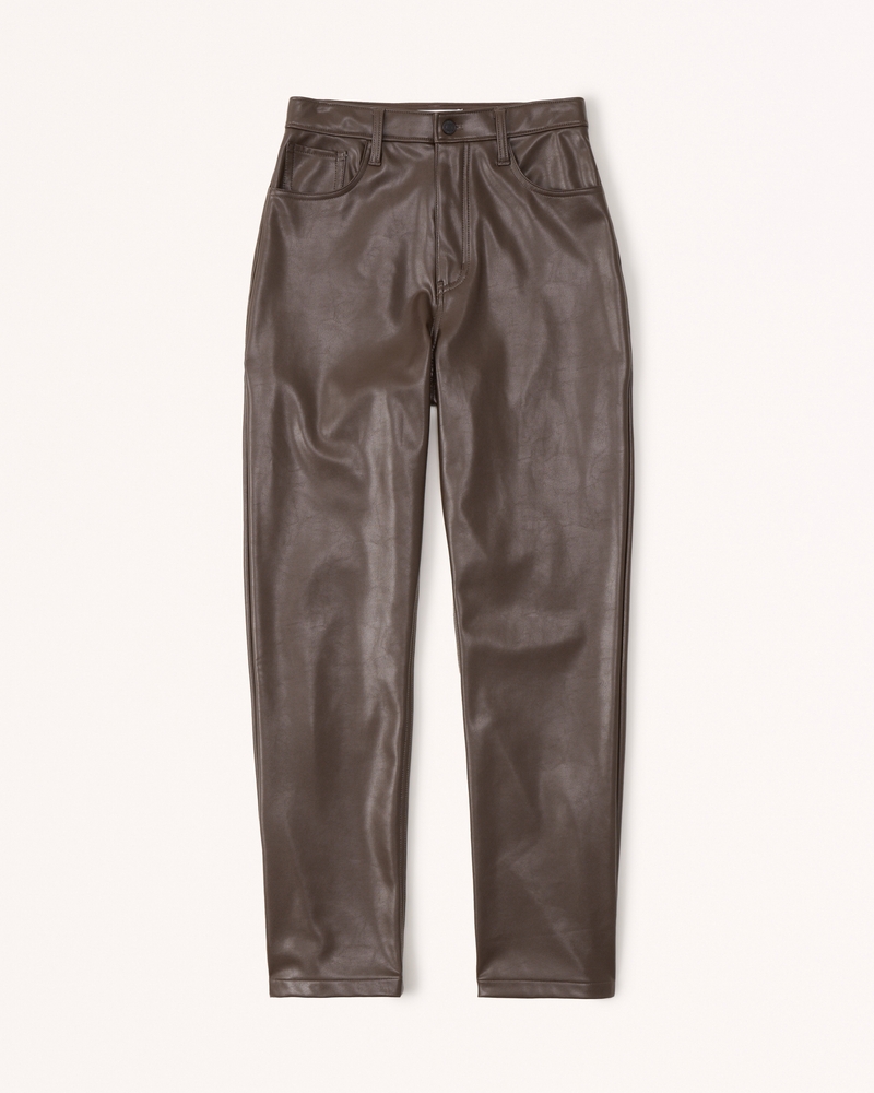 EMILY SLIM VEGAN LEATHER PANT / DARK BROWN