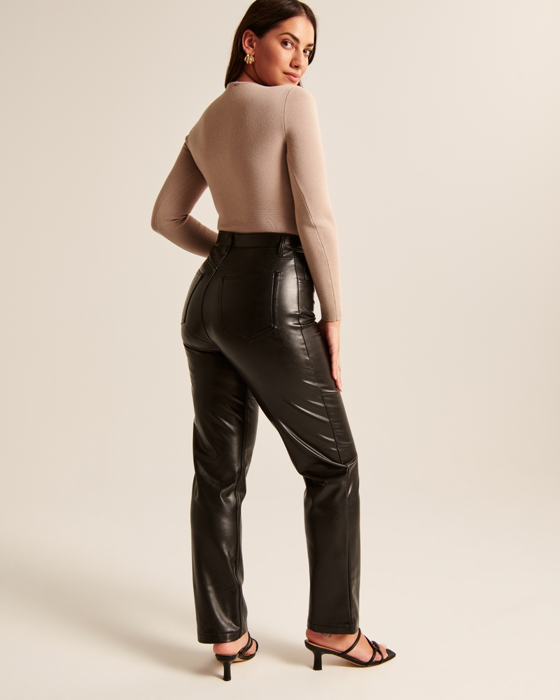 Women's Vegan Leather 90s Straight Pant, Women's Bottoms