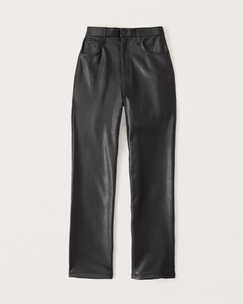 Women's Curve Love Vegan Leather 90s Straight Pant | Women's Bottoms |  Abercrombie.com