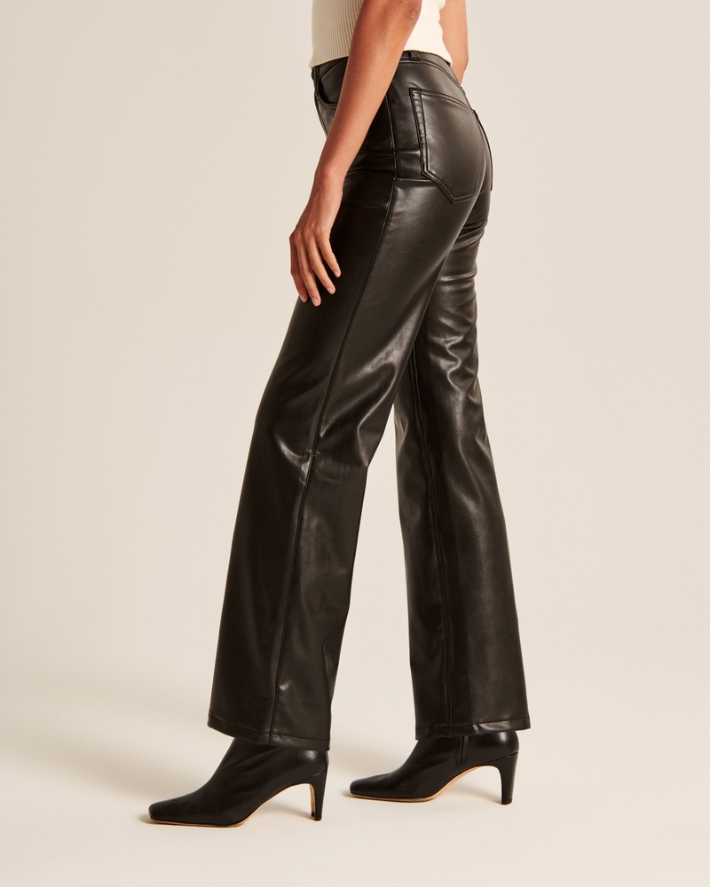 Ask Around Black Leather Flare Pant