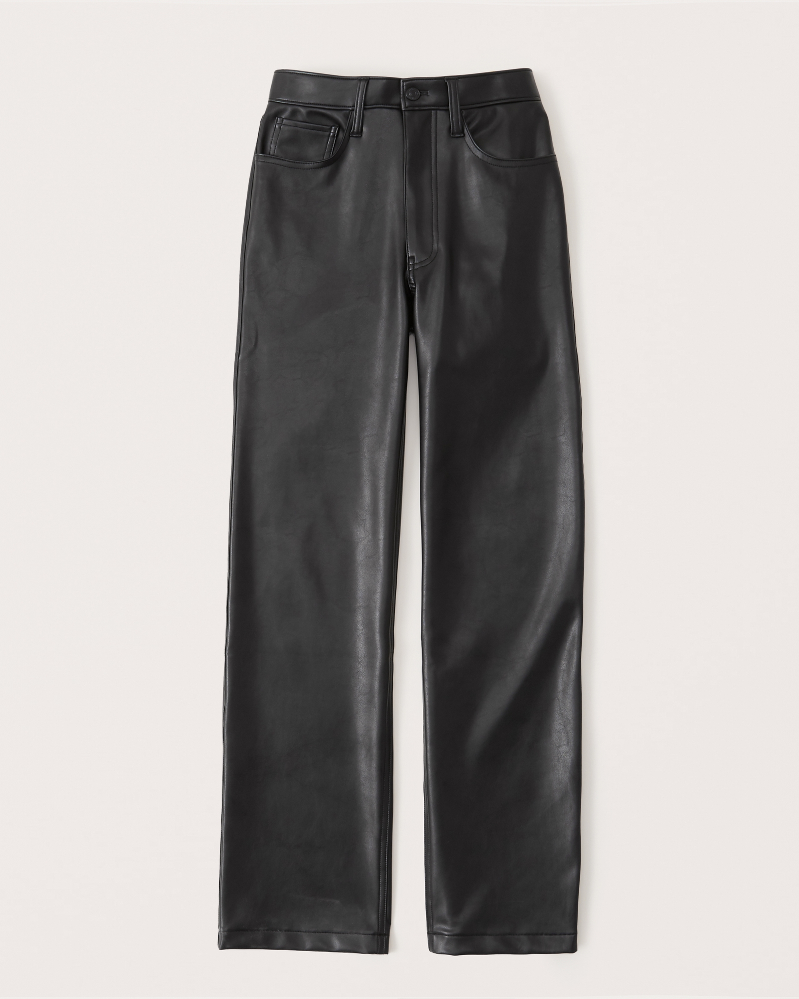 Women's Vegan Leather 90s Straight Pant in Black | Size 35R | Abercrombie & Fitch