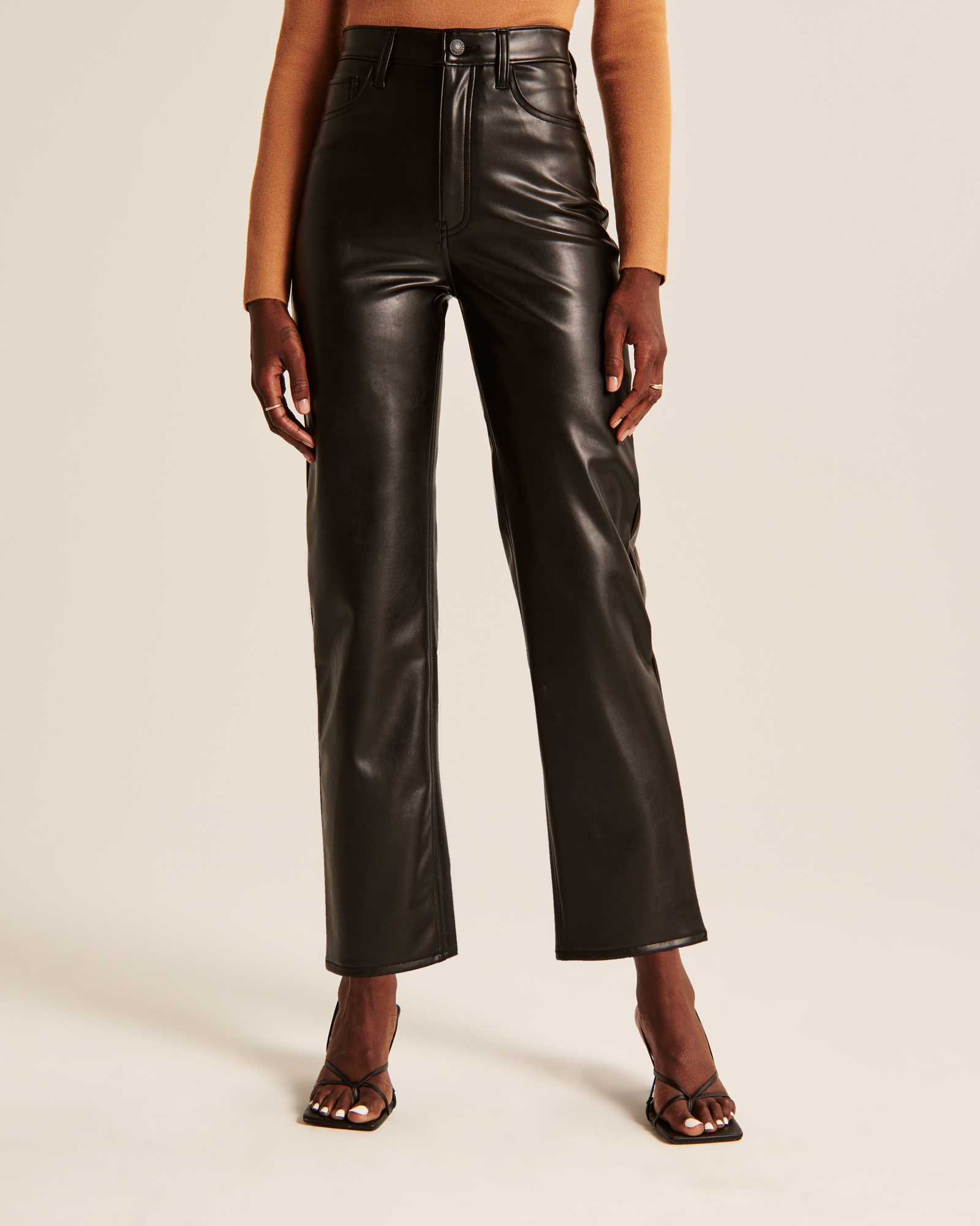 Vegan Leather Ankle Straight Pant