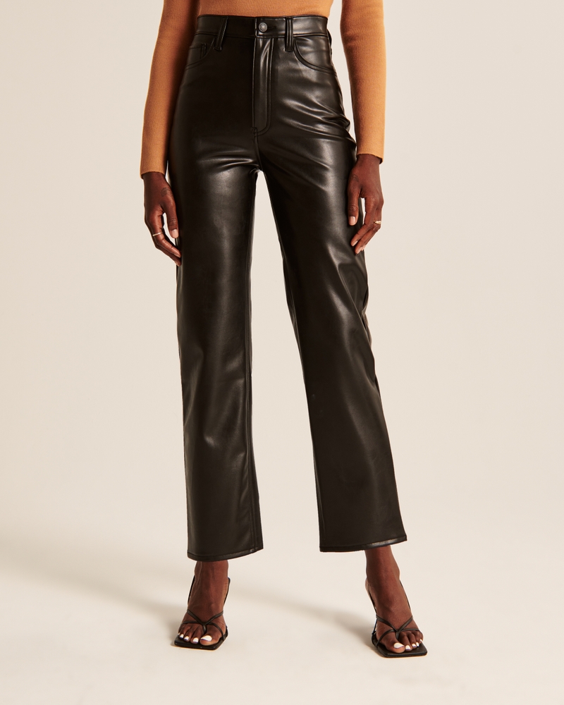 Women's Vegan Leather Ankle Straight Pant | Women's