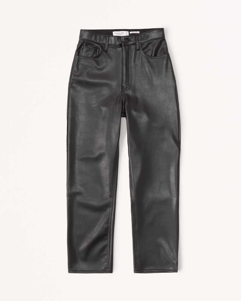 Vegan Leather Ankle Straight Pants