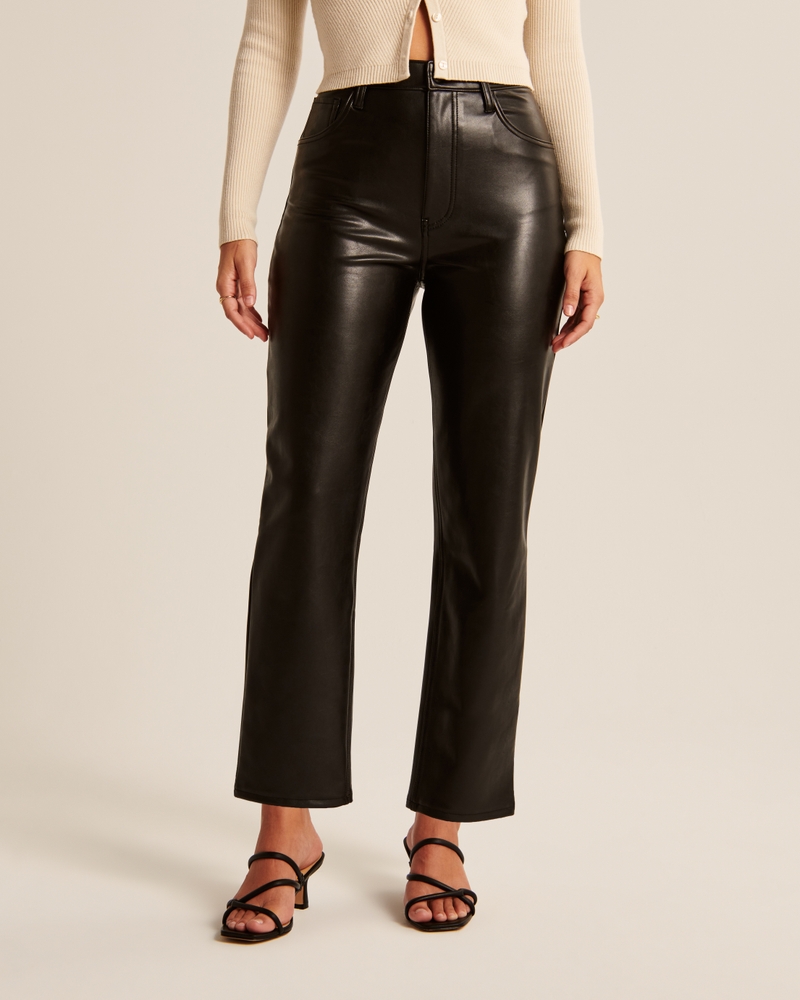 Curve Love Vegan Leather Ankle Straight Pant