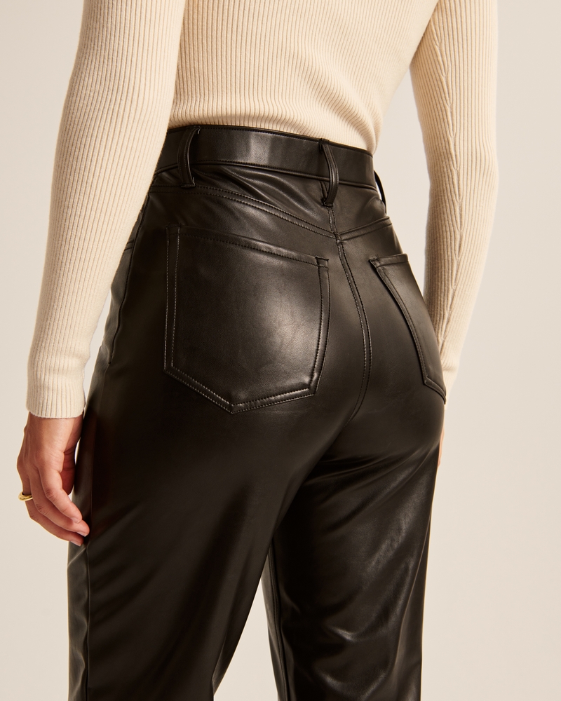 Women's Vegan Leather 90s Straight Pant in Dark Brown | Size 37R | Abercrombie & Fitch