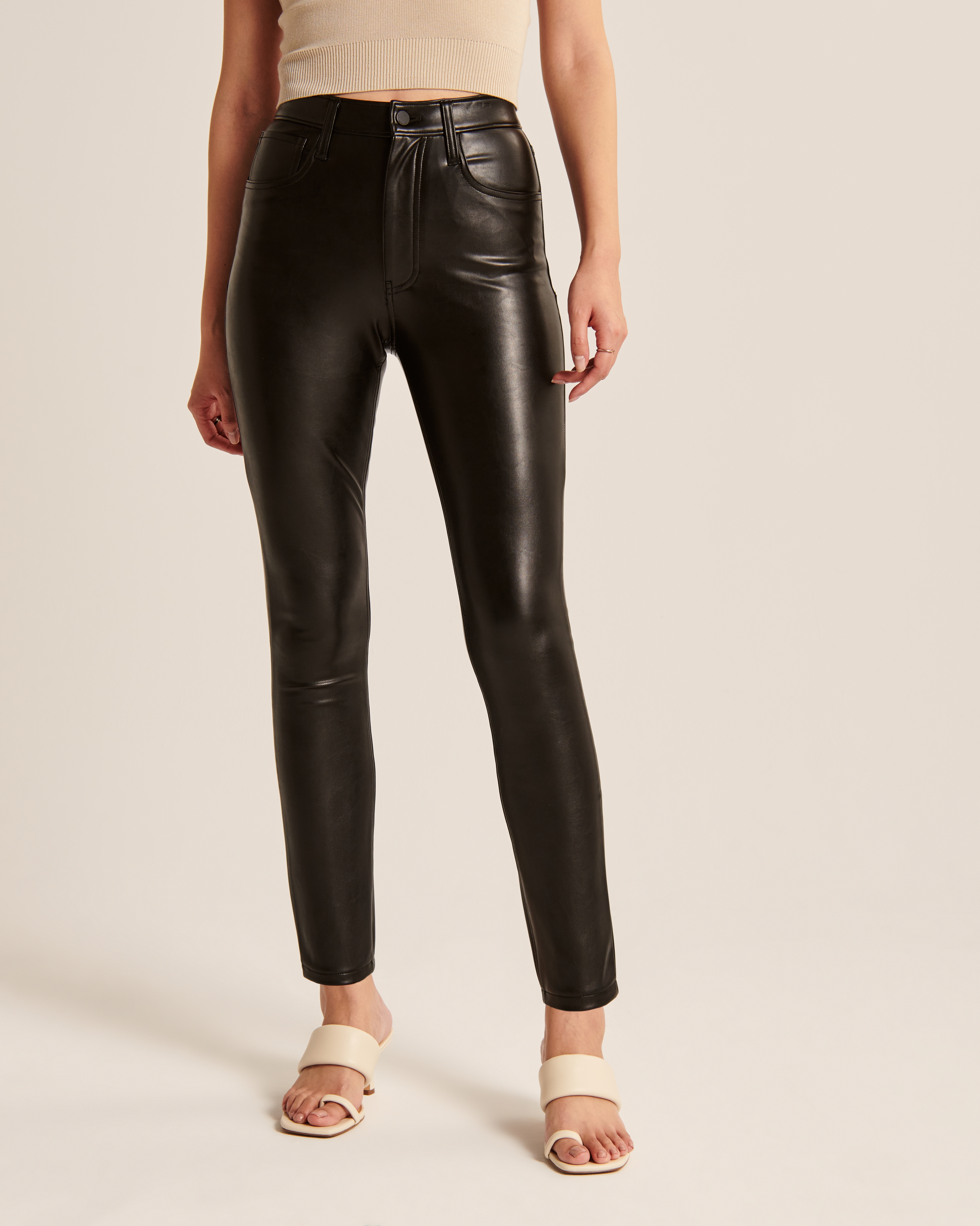 Skinny fit hot sale leather trousers