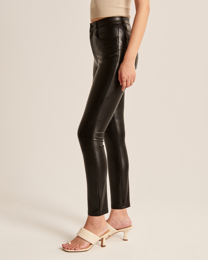Black Leather Pants /tight Extra Long Leggings /slim Fit Black
