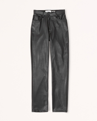 Criss-Cross Waistband Vegan Leather 90s Straight Pant