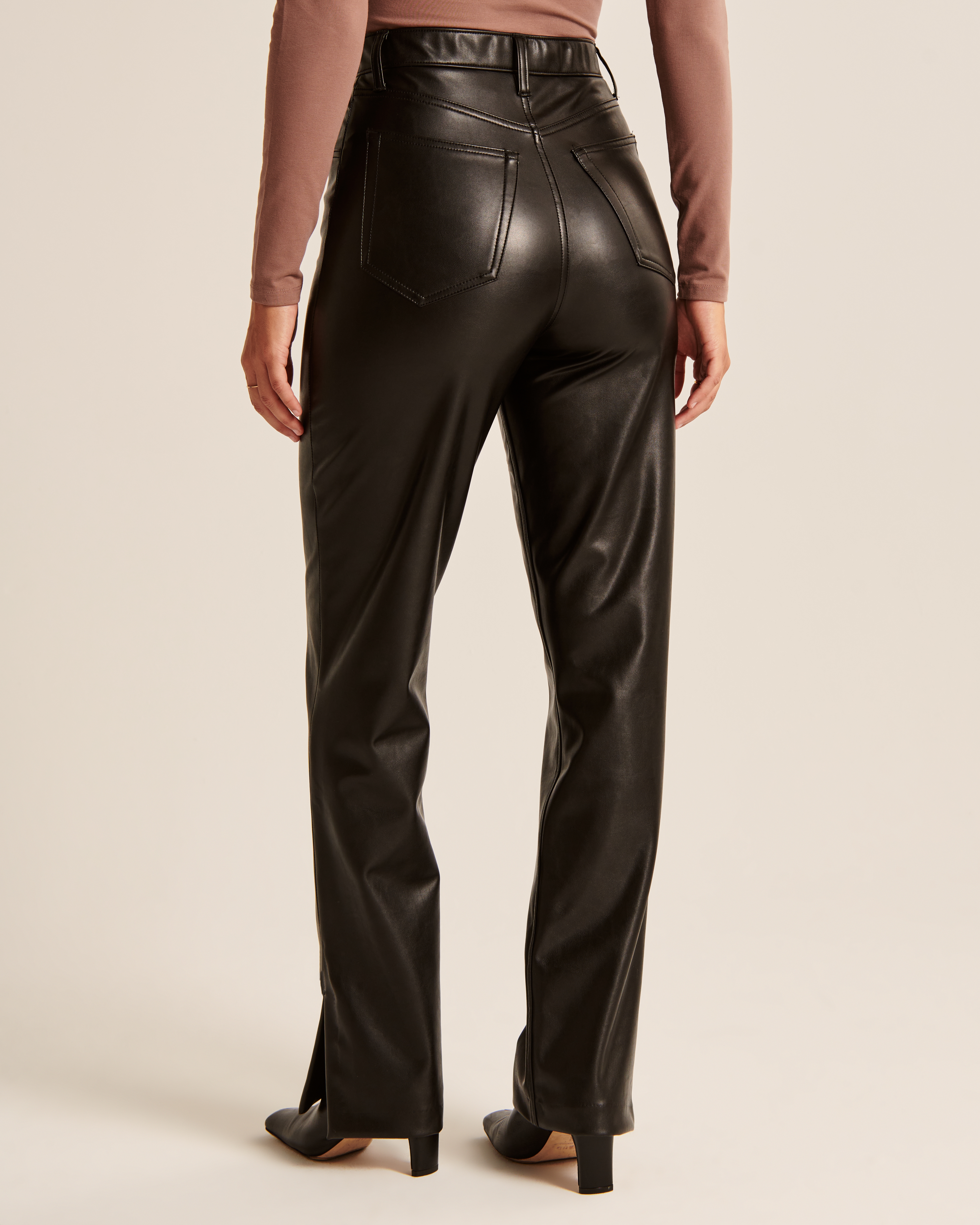 Pantalon cuir fendu hot sale