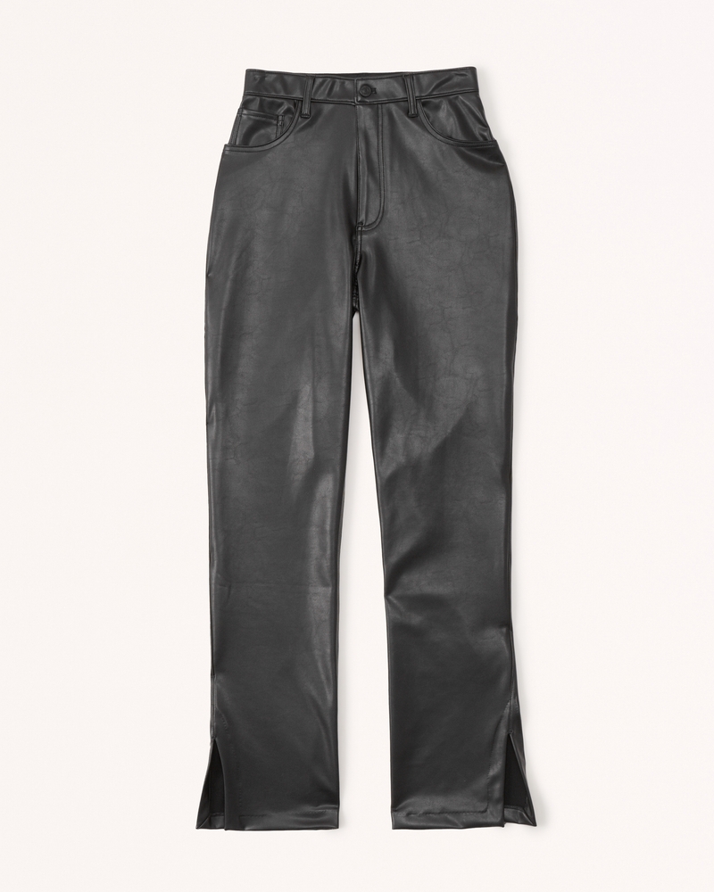 Women's Curve Love SplitHem Vegan Leather 90s Straight Pant Women's