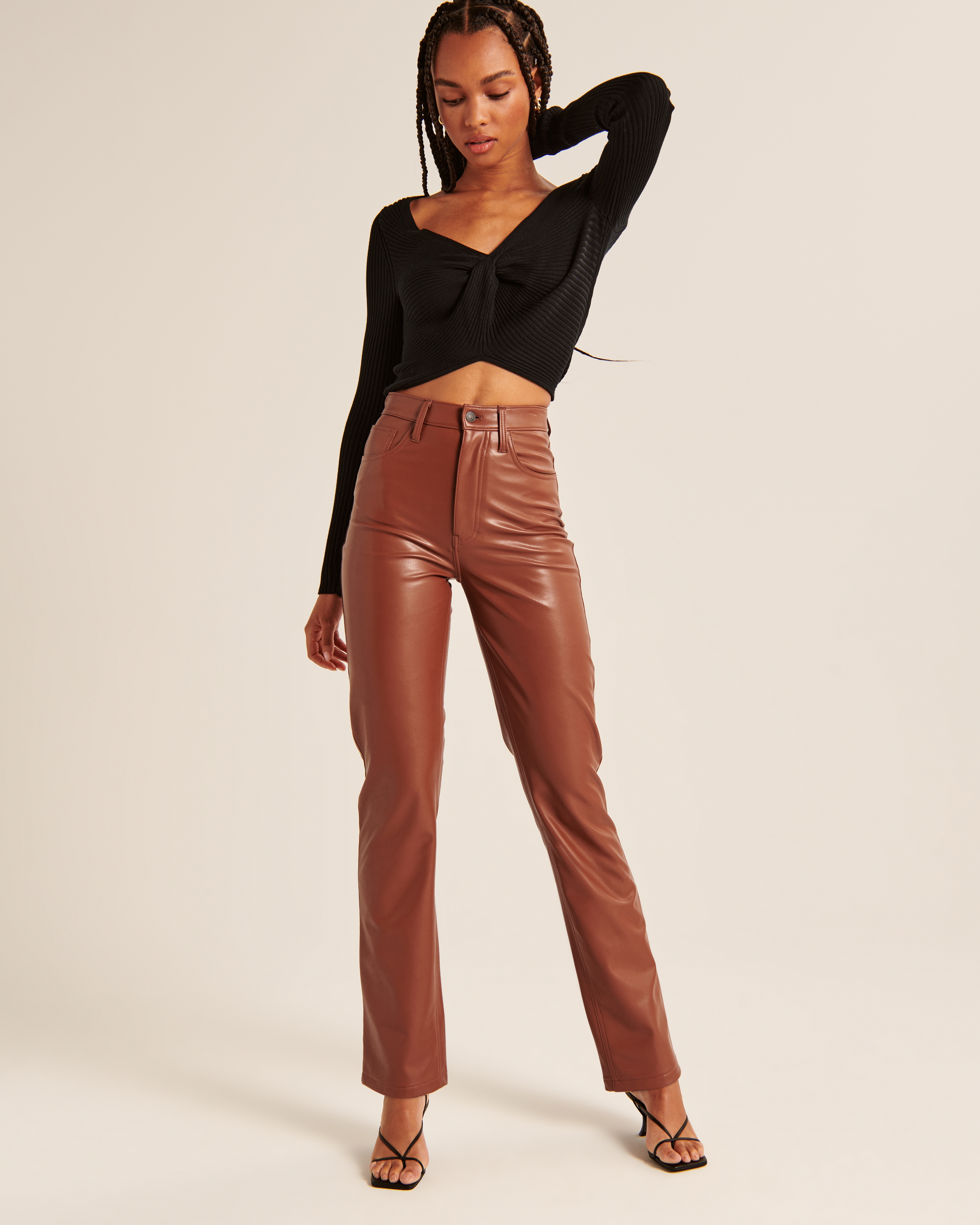 Women's Vegan Leather 90s Straight Pant | Women's Clearance