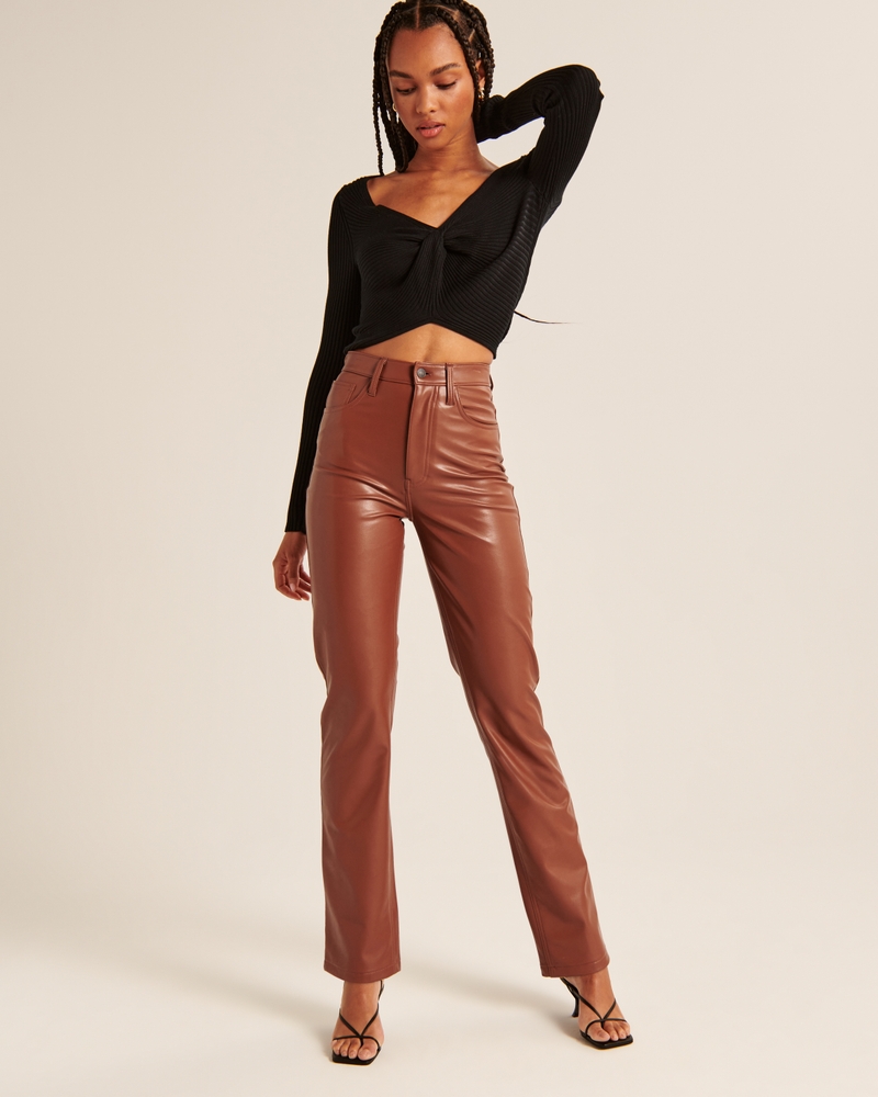 Vegan Leather 90s Straight Pants