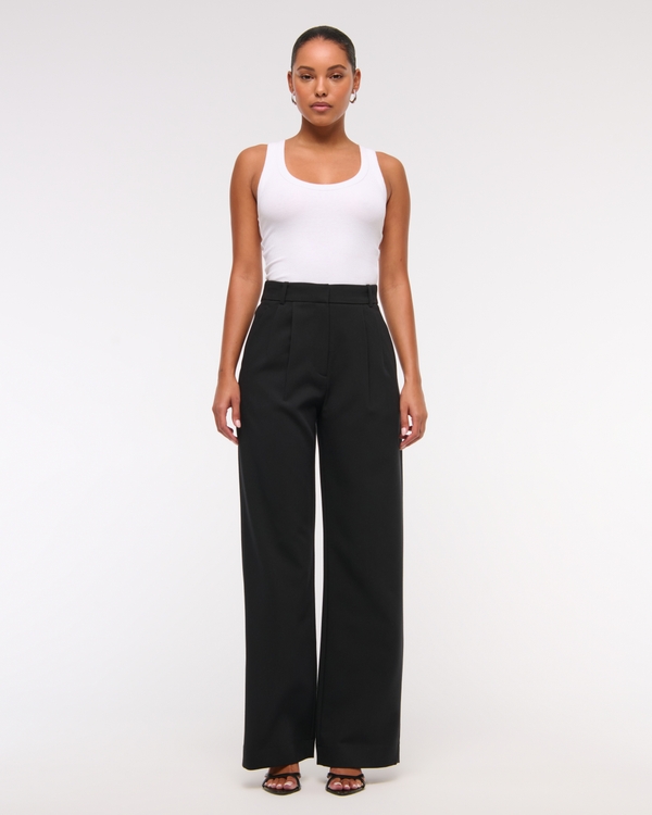 A&F Sloane Tailored Wide Leg Pant, Black