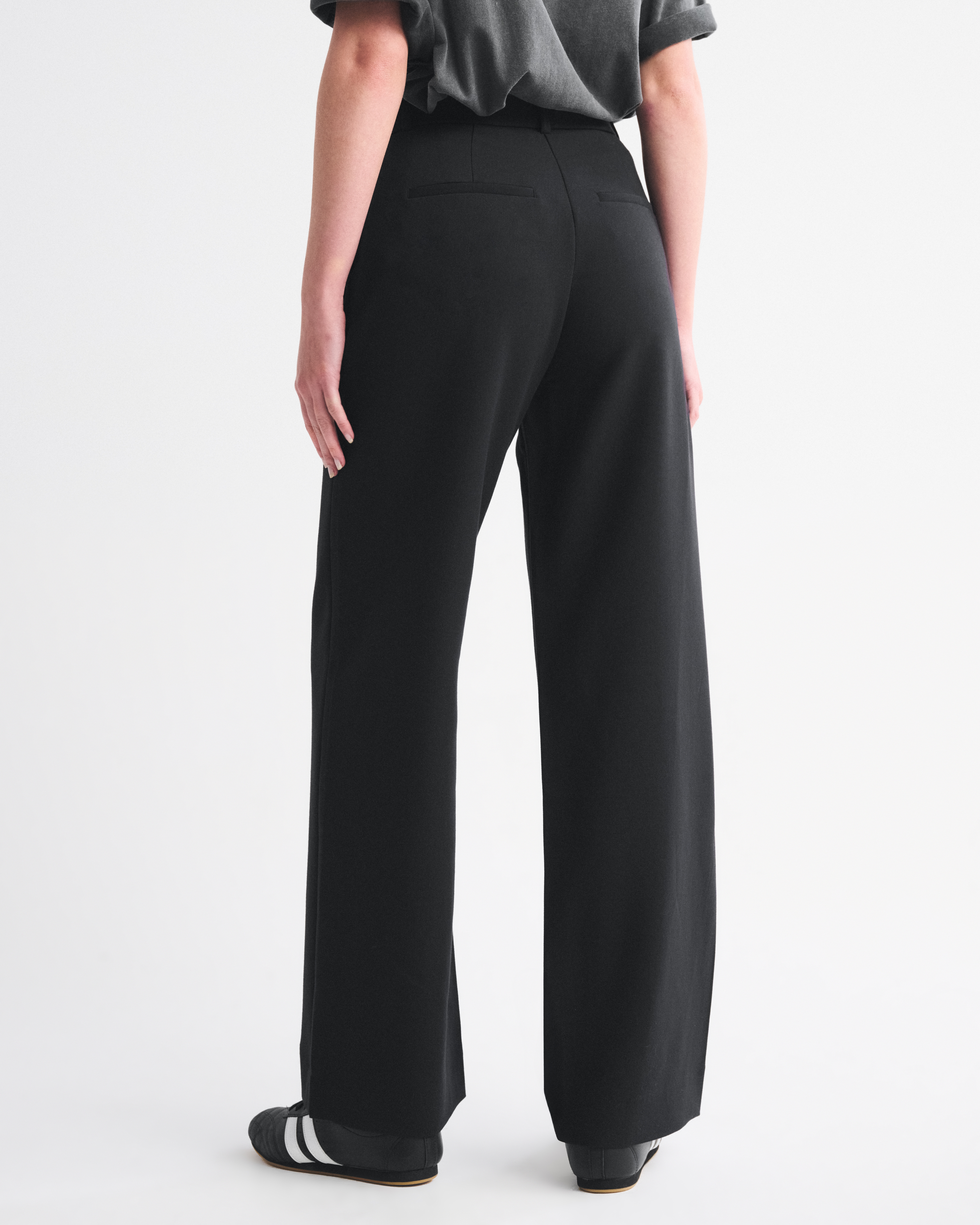 Abercrombie & Fitch A&f Sloane Tailored Wide Leg Pant In Black