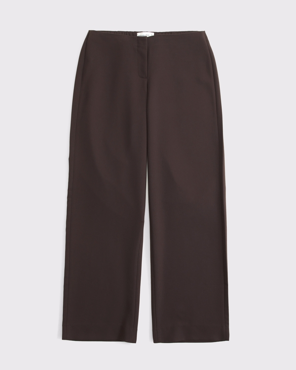 Curve Love Low Rise Waistless Tailored Wide Leg Pant, Dark Coffee view 1