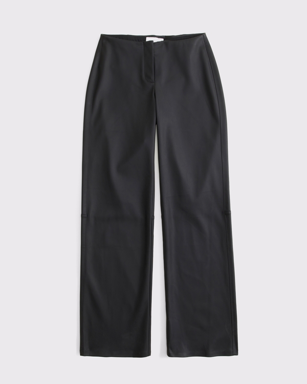 Curve Love Vegan Leather Clean Waist Low Rise Wide Leg Pant by Abercrombie & Fitch