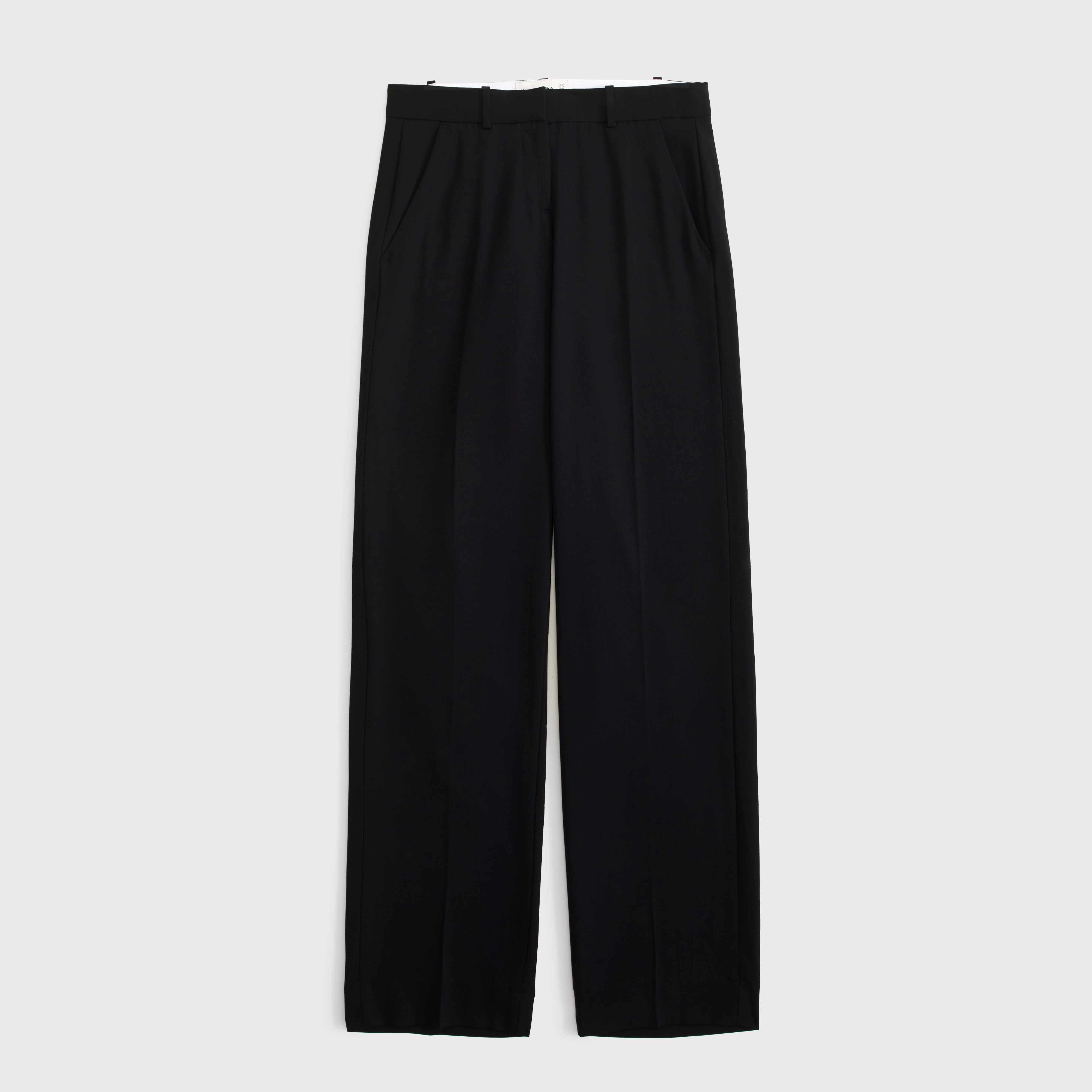 Женские брюки Abercrombie & Fitch Low Rise Tailored Straight Leg Pant, цвет: Чёрный — фото 1