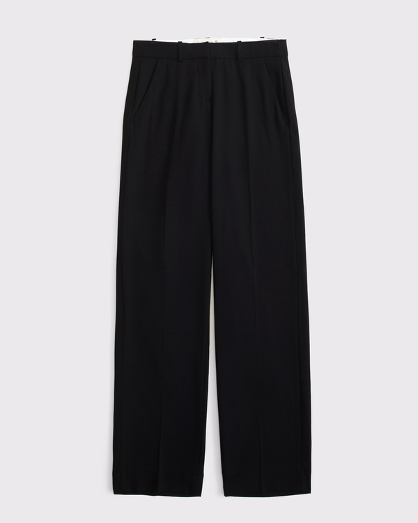 Low Rise Tailored Straight Leg Pant, Black view 1
