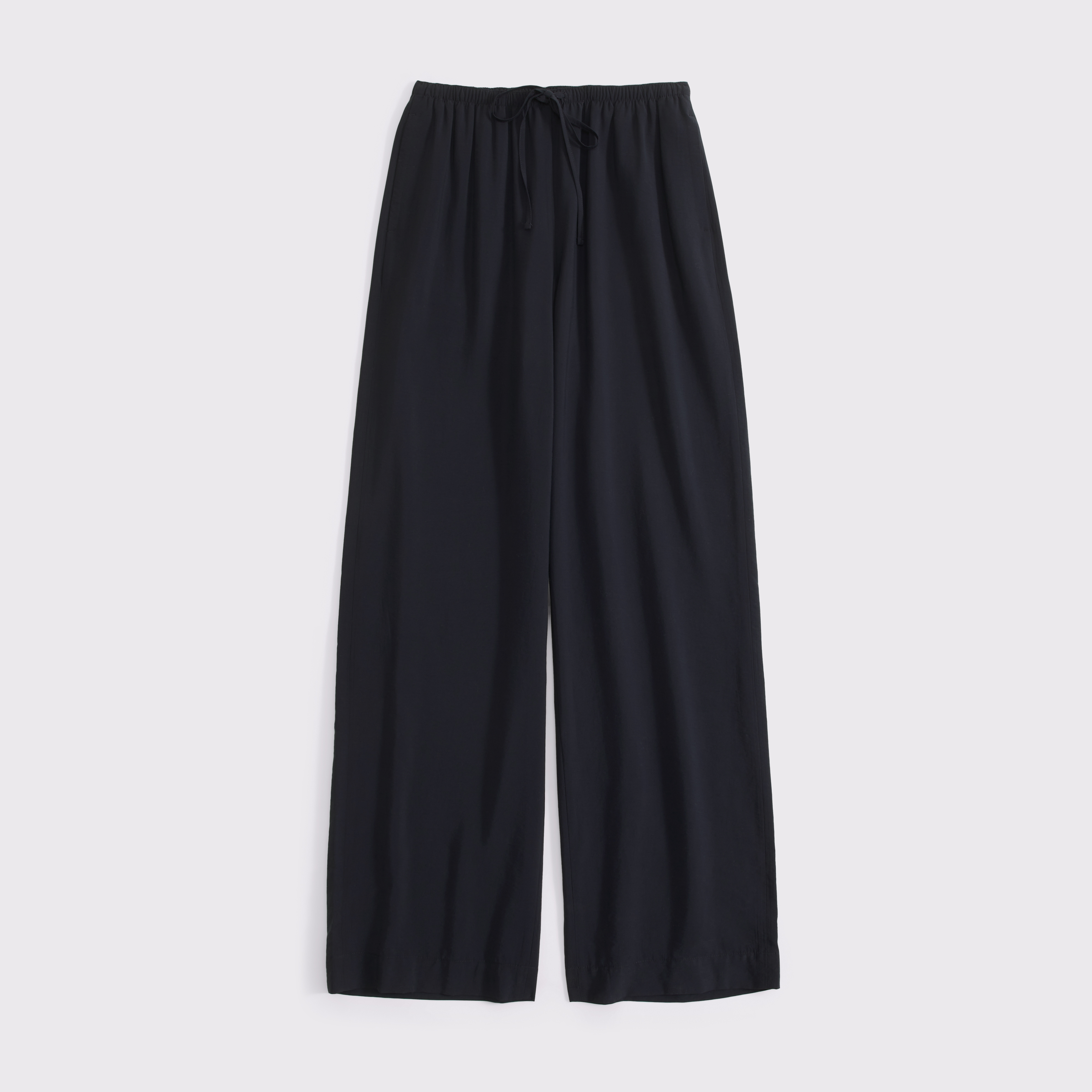 Женские брюки Abercrombie & Fitch A&F Gemma Crepe Wide-Leg Pull-On Pant, цвет: Чёрный — фото 1