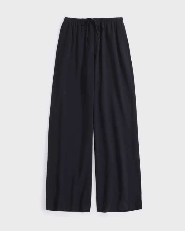 A&F Gemma Wide-Leg Crepe Pull-On Pant, Black view 1