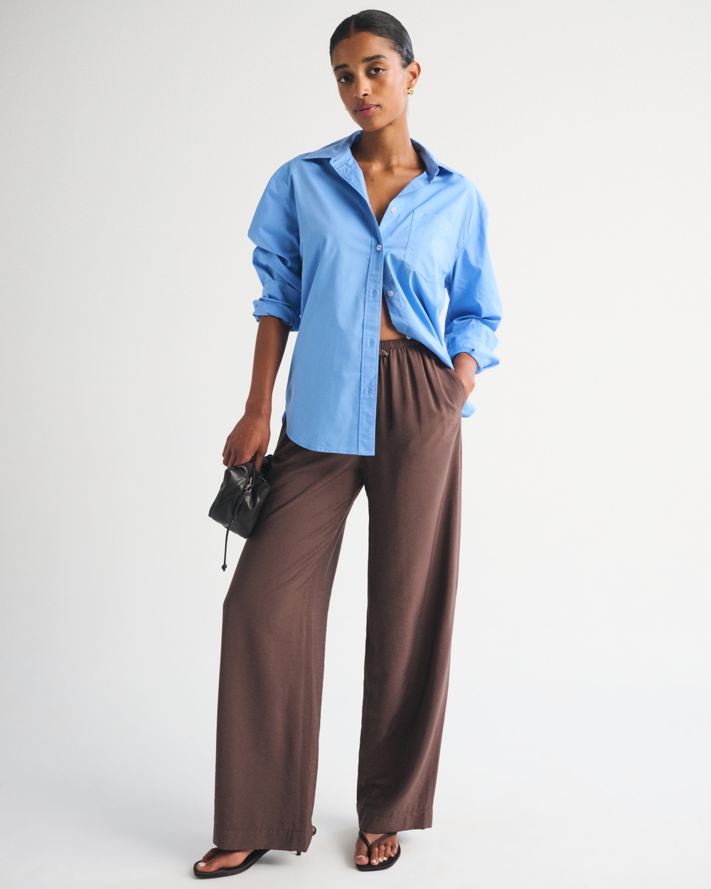 A&F Gemma Crepe Wide-Leg Pull-On Pant