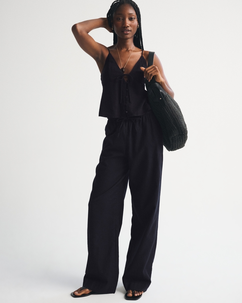 A&F Gemma Linen-Blend Wide Leg Pull-On Pant - thumbnail 2